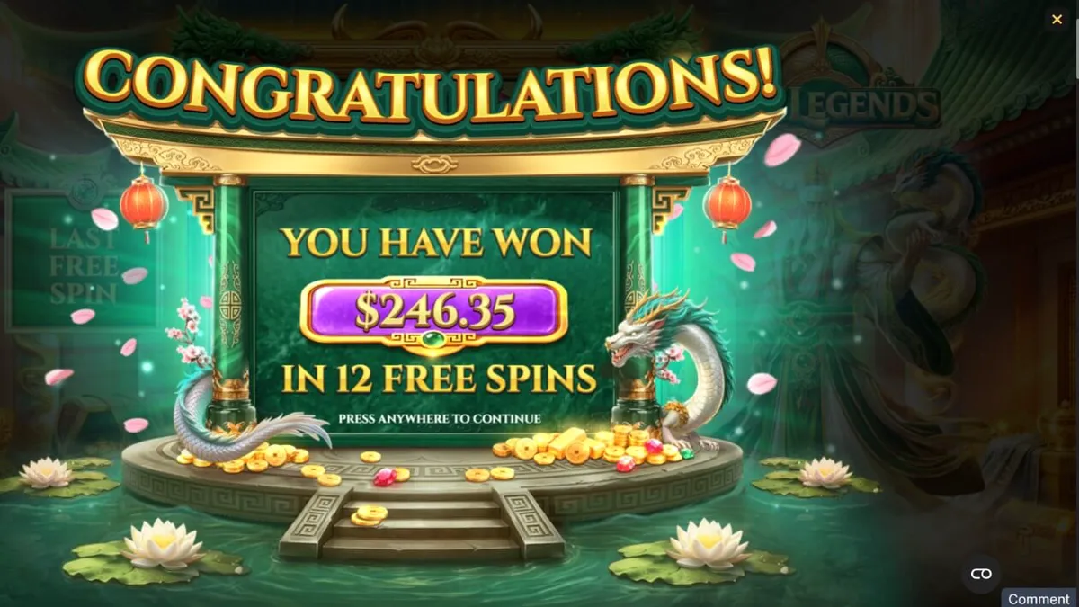 Tampilan visual slot Jade Legends dengan tema naga dan mitologi Asia